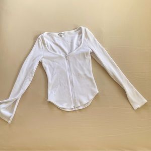 Good American White Long Sleeve Zip Top
